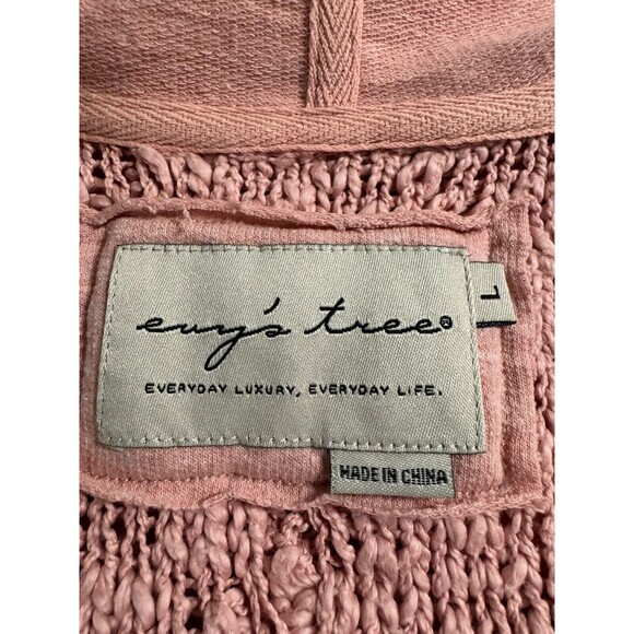 Evy's Tree Elevated Hoodie Cardigan Pink Women’s L Tunic Hooded Mixed Media EUC - Picture 6 of 8